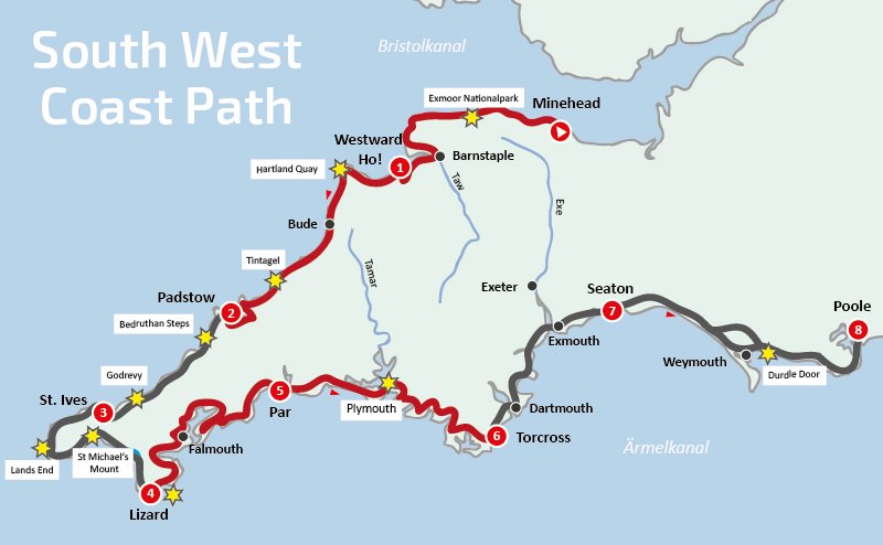 Karte South West Coast Path